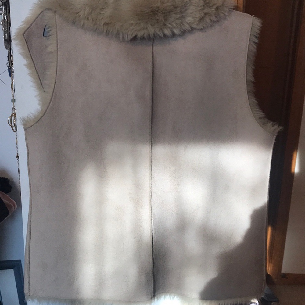 suede vest with imitation fur light tan